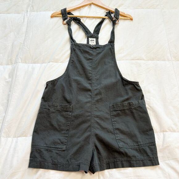 Aerie Beach Shortall Black Cotton Overalls Romper Women’s Size M - Picture 5 of 8